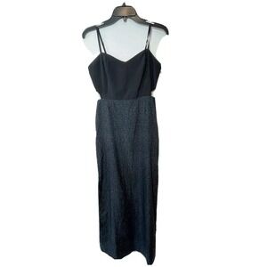 Hurley Spaghetti Strap Cut Out Pencil Dress Womens Medium Black Side Slit Zipper